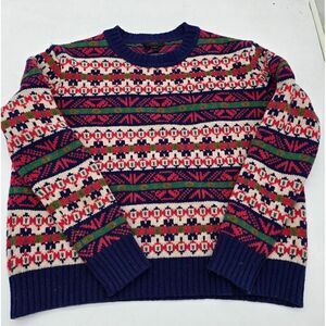 J. Crew Fair Isle Sweater XS 100% Lambs Wool Multicolor